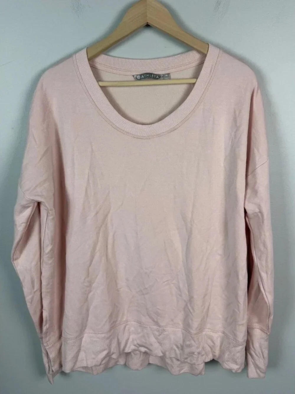 Athleta Cozy Karma Sweatshirt Light Pink Modal Thumbhole 870422 Size XL Women’s